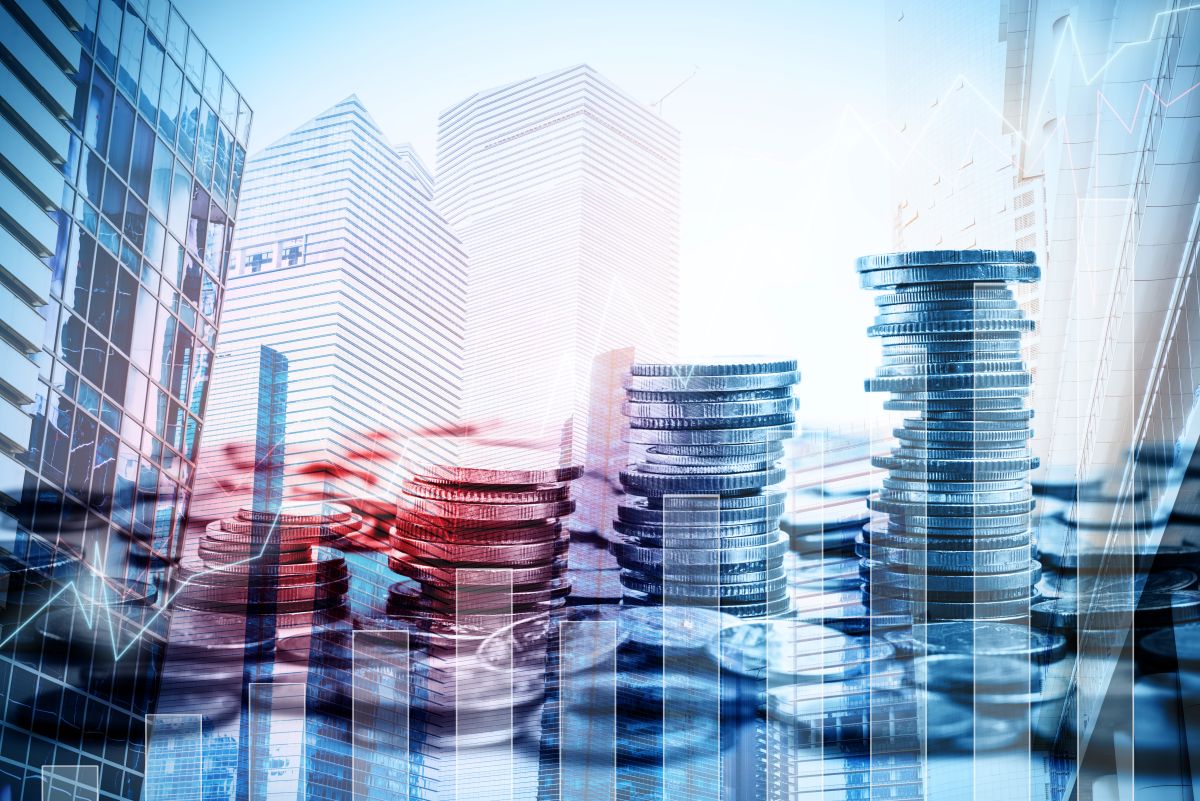 バブル期の都市と株式市場のイメージ